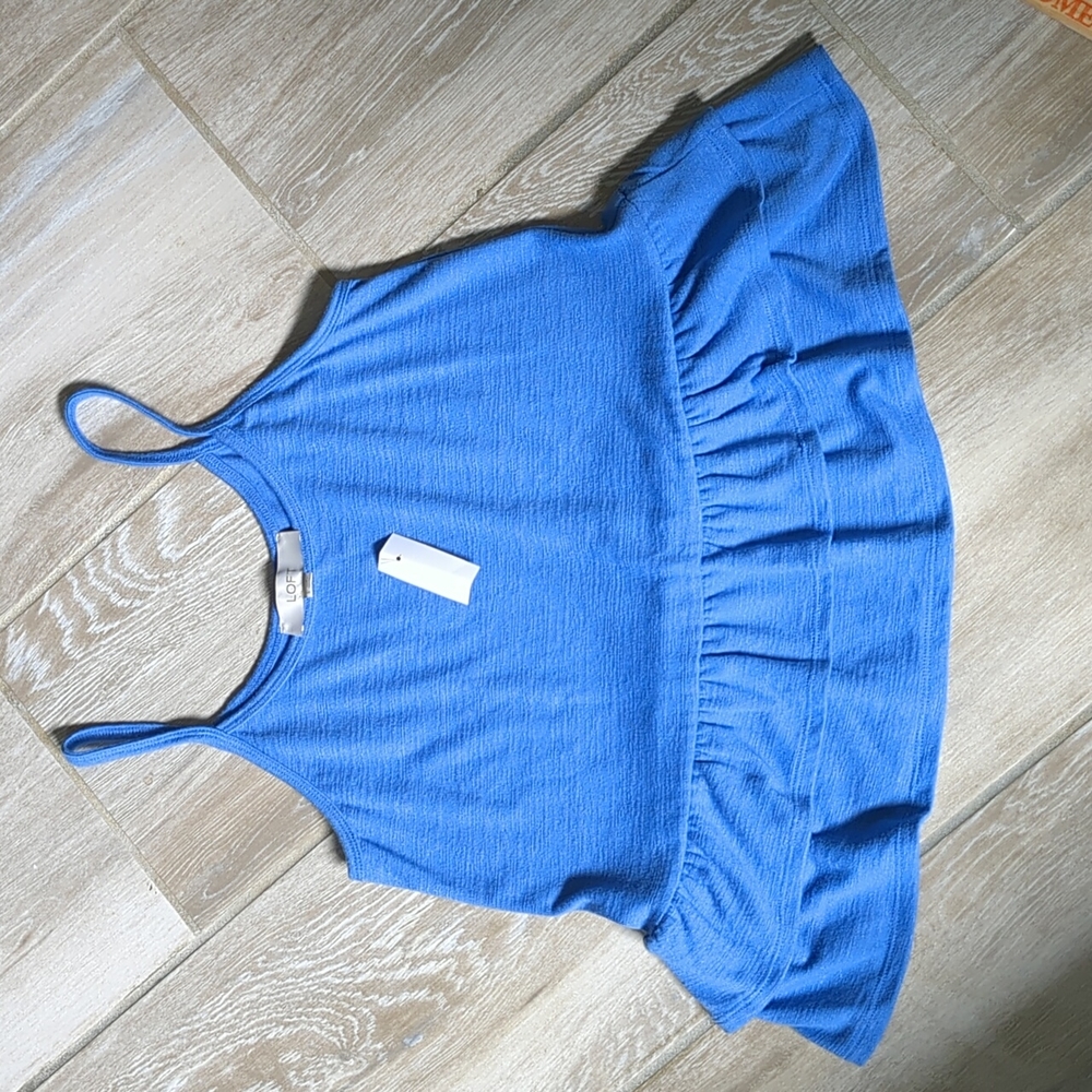 NWT Loft Blue Ruffle Bottom Tank Top | Loft Peplum Tank Top